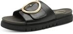 Tamaris Damen Wide Fit Pantoletten flach mit Klettverschluss und Schnalle, schwarz