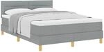 vidaXL Boxspringbett mit Kissen Hellgrau 140 x 200 cm Stoff, Moderne