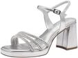 Tamaris Damen Sandalette mit Blockabsatz, metallic, 41 EU