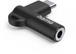Hama AUX Adapter USB-C - 3,5mm Klinke Buchse, 90&deg; Winkelstecker, Schwarz