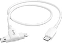 Ladekabel 2-in-1, USB-C - USB-C oder Lightning, MFI, 1,5 m, Wei&szlig;
