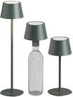 Northpoint 3in1 LED Tischlampe Flaschenleuchte in Gr&uuml;n max. 45cm hoch mit 3000mAh
