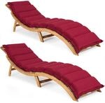 Casaria 2X Sonnenliege Holz inkl. Auflage Rot FSC&reg;-Zertifiziert Akazie 320kg