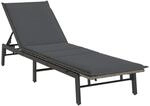vidaXL Sonnenliege mit Auflage Grau Poly Rattan
