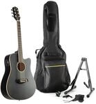 Red Hill Westerngitarren Set, DCE-S Black 2, inklusive Gitarre, St&auml;nder, Gigbag,