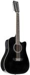 Red Hill AF-8 12-String Dreadnought Cutaway Westerngitarre, Schwarz, X-Bracing,