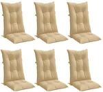 vidaXL Hochlehner-Auflagen 6 STK. Melange Beige 120x50x7 cm Stoff