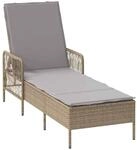 vidaXL Sonnenliege Beige und Hellgrau 200 x 55 x 92 cm Poly-Rattan, Moderner