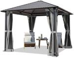 TOOLPORT Gartenpavillon 3x3 m mit Stahldach - Hardtop Pavillon mit 4 Seitenteilen und