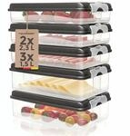 Hausfelder Aufschnittboxen f&uuml;r Wurst und K&auml;se 3x1,5L + 2x2,3L + 5x Deckel,
