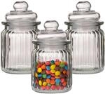 2 x Vorratsglas mit Glasdeckel in geriffelter Form H 13 cm - 300 ml -...