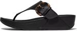 Fitflop Women's Lulu Resin-Buckle Leather Toe-Post Sandals, Schwarz, 43 EU