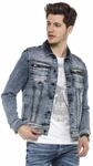 Cipo & Baxx Herren Jeansjacke CJ250 Blau &ndash; Stylische Denim Jacke mit Ziern&auml;hten,