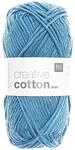Rico Creative Cotton aran Fb. 55 blau, Baumwollgarn zum Stricken und H&auml;keln,