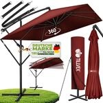 tillvex&reg; Alu Sonnenschirm Rechteckig &Oslash; 330 cm + Abdeckung mit Kurbel | Ampelschirm