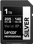 Lexar Silver SD Karte 1TB, UHS-I SDXC Card 205 MB/s Read Speed, 140 MB/s Write Speed,