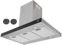 K&H Dunstabzugshaube 90cm Inselhaube [UMLUFT & ABLUFT] - Abzugshaube Metall