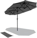 VOUNOT Doppelsonnenschirm mit Handkurbel, Sonnenschirm Marktschirm Gartenschirm