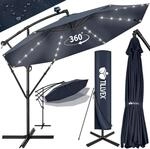 tillvex Alu Ampelschirm LED Solar &Oslash; 300 cm mit Kurbel | Sonnenschirm mit