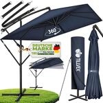tillvex&reg; Alu Sonnenschirm Rechteckig &Oslash; 330 cm + Abdeckung mit Kurbel | Ampelschirm