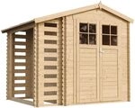 TIMBELA M386F Holzhaus Gartenhaus mit Brennholzschuppen -Hochwertige...