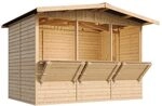 TIMBELA M150A Holz Gartenhaus, Marktbude Holz, Qualit&auml;ts Schiffslatten Kiefern