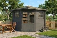 Alpholz 5-Eck Gartenhaus Sunny-B aus Holz Impr&auml;gniert (Grau) 250 x 250 cm mit...