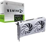 MSI GeForce RTX 5060 8G Ventus 2X OC White - 8GB GDDR7 (28Gbps/128-bit), PCIe 5,