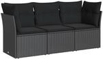 vidaXL Garten Sofagarnitur mit Kissen 3-TLG., Gartensofa mit modularem Design,