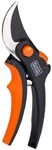 BLACK+DECKER Gartenschere - Klingen aus geh&auml;rtetem Stahl - 13 MM - Schwarz/Orange