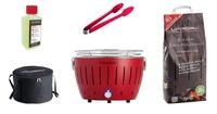 LotusGrill S Small Kompakt Starter-Set Feuerrot der raucharme Holzkohlegrill...