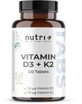 Nutri + D3 K2 vegan Tabletten - pflanzlich hochdosiert - Vitamin D Depot aus Flechten