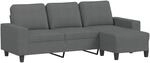 vidaXL Sofa 3 Sitzer, Couch mit Fu&szlig;hocker, Liegesofa f&uuml;r Wohnzimmer, Polstersofa