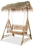 vidaXL Schaukelbank 2-Sitzer mit Palmbl&auml;ttern Gartenschaukel Hollywoodschaukel