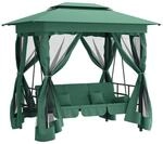 vidaXL Gartenpavillon, Pavillon mit Hollywoodschaukel 3-in-1-Design,...