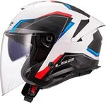 LS2, Jet-Motorradhelm VERSO II AIR White Blue Red, S