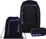 Satch Pack Schulrucksack Set 3tlg. inkl. Schlamperbox und Sportbeutel (Purple