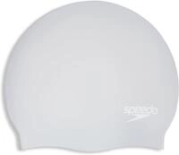 Speedo Unisex Long Hair Cap | Swim Cap | Snag Free | Easy-On, Silver, One Size