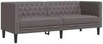 vidaXL Chesterfield-Sofa 3-Sitzer Grau Kunstleder