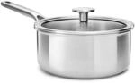 KitchenAid MultiPly 3PLY PFAS-freier Edelstahl-Kochtopf mit Glasdeckel, 18 cm/2,13 L,