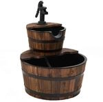 vidaXL Gartenbrunnen mit Pumpe, Brunnen mit Holzrahmen, Wasserbrunnen f&uuml;r