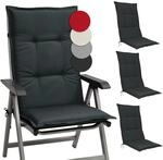 Beautissu 4er Set Hochlehner Auflagen Set Base HL 120x50x6cm Sitzkissen R&uuml;ckenkissen