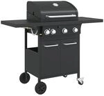 vidaXL Gasgrill mit 4 Flammen, Grillwagen mit Piezo-Z&uuml;ndsystem Thermometer,