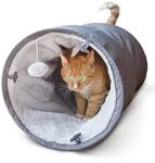 CanadianCat Company | Spieltunnel f&uuml;r Katzen mit Kuschelfell | grau | ca. 35 x 70 cm
