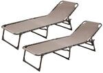 SVITA 2er Set Gartenliege Sonnenliege klappbar atmungsaktiv verstellbar Beige