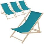 ECD Germany 4er Set Liegestuhl klappbar, Petrol, aus Holz, Sonnenliege mit...