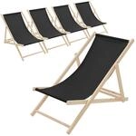 ECD Germany 5er Set Liegestuhl klappbar, Schwarz, Holz, verstellbare...