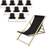 ECD Germany 10er Set Liegestuhl klappbar, Schwarz, Holz, verstellbare...