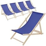 ECD Germany 5er Set Liegestuhl klappbar, Dunkelblau, aus Holz, Sonnenliege mit...