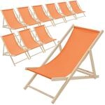 ECD Germany 10er Set Liegestuhl klappbar, Orange, aus Holz, Sonnenliege mit...